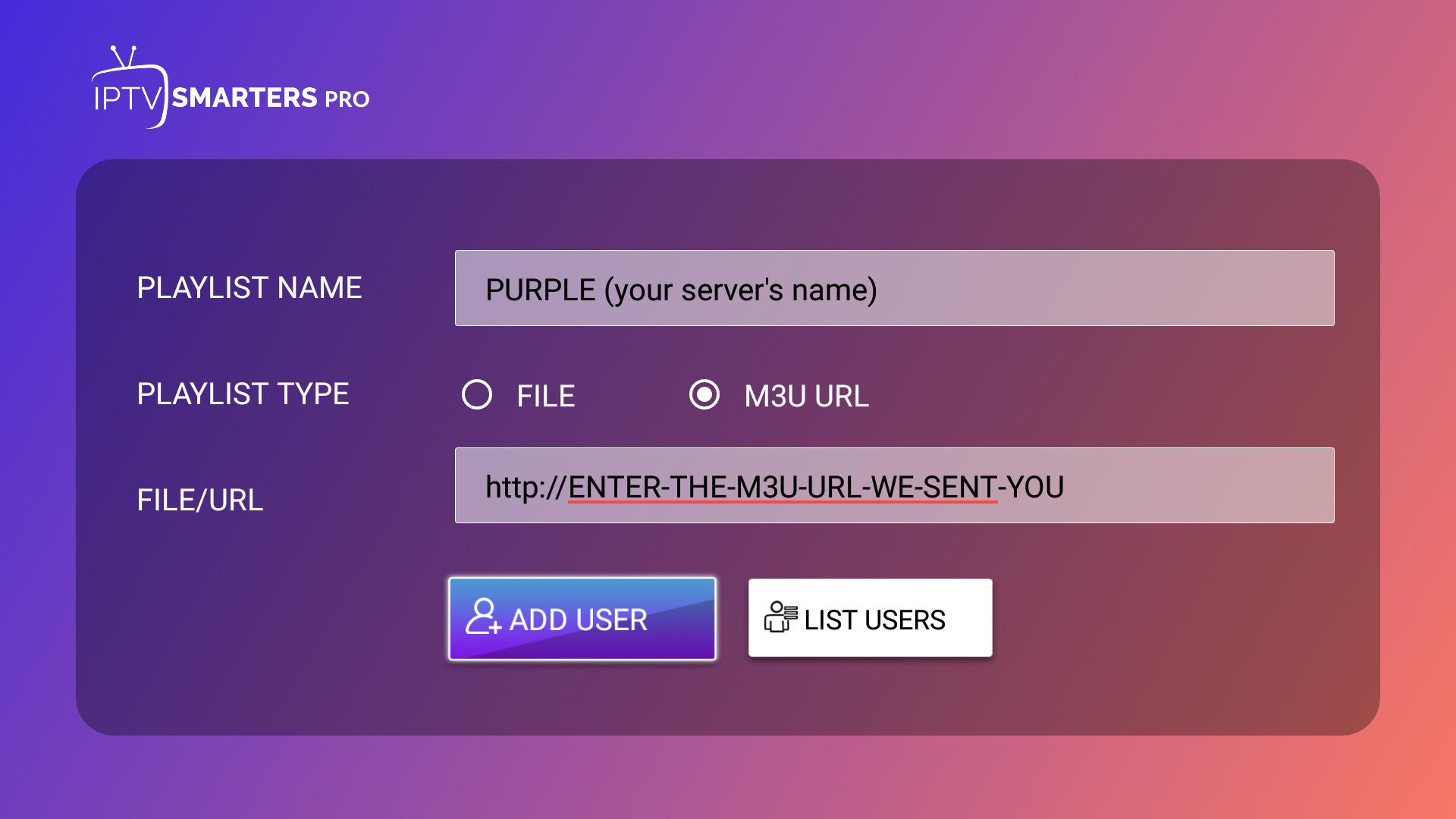 Korak 3 - M3U URL